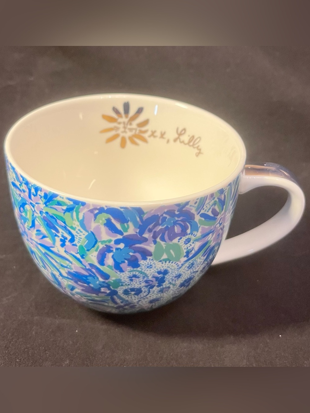Lilly Pulitzer Blue and Aqua Floral Porcelain Mug